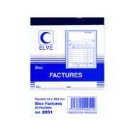 ELVE Bloc "factures", 140 x 105 mm, 50 feuillets papier 60 g / m2, avec mention TVA (2051)