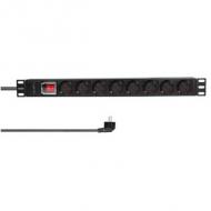 19" Steckdosenleiste, 1 HE, 8-fach