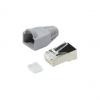 RJ45 Stecker mit Knickschutztülle, Kat.6, geschirmt, grau