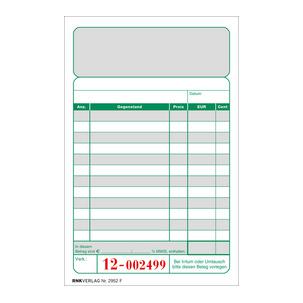 Kassenblock, zweifarbig 2952F