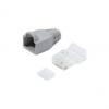 RJ45 Stecker mit Knickschutztülle, Kat.6, ungeschirmt, grau