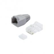 RJ45 Stecker mit Knickschutztülle, Kat.6, ungeschirmt, grau