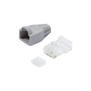 RJ45 Stecker mit Knickschutztülle, Kat.6, ungeschirmt, grau MP0024