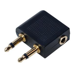 Flugzeug Audio-Adapter, 2 x 3,5 mm Klinkenstecker - 3,5 mm Klinkenkupplung  CA1089