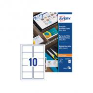 AVERY Cartes de visite Quick&Clean, 185 g / m2, blanc mat format: 85 x 54 mm, microperforées, imprimables recto, pour imprimante laser, jet dencre, copieur contenu: 250 cartes sur 25 feuilles A4 (C32010-25.FR)