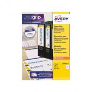 AVERY Etiquette de classement adhésive, 192 x 61 mm, blanc pour dos de classeur  levier large, pour imprimantes laser, jet dencre et copieur contenu: 100 étiquettes sur 25 feuilles A4 (L4761-25.FR)