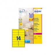 AVERY Etiquette fluorescente, 99,1 x 38,1 mm, rose fluo haute visiblilité, enlevables, pour imprimantes laser contenu: 350 étiquettes sur 25 feuilles A4 (L7363P-25.FR)