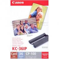 Canon Papier KC-36IP inklusive Farbkartusche für CP100 /  Inhalt: 36 Blatt, Maße: 54 x 86 mm (KC-36IP / 7739A001) CP100 / CP200 / CP220 / CP300 / CP330, Selphy CP400 / CP500 / CP510 /  CP600 / CP710 / CP740 / CP750