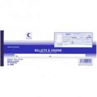 ELVE Carnet  souche "Billets  ordre", 102 x 270 mm 50 feuilles, 1 exemplaire avec souche, papier 90 g / m2, impression recto bleue, couverture couché brillant 2 faces 350 g / m2, dessous carton gris (239)
