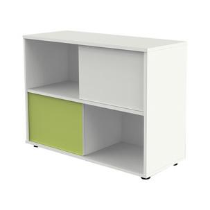 Symbolbild: Schiebetürenregal, weiß / grün 13446410