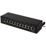 Desktop Patch Panel Kat.6, 12 Port, schwarz