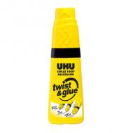 UHU Vielzweckkleber twist & glue, 35 ml -------------------- pour le marché: F --------------------transparente, en flacon plastique souple, lapplicateur permet des collages en points, en lignes ou large, formule avec solvant, lavable  60 degrés (040087  /  43605)
