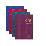 Clairefontaine Agenda scolaire "WHEN 21", 2026 / 2027, assorti A4, la semaine sur 2 pages, 112 pages, coins pré-découpés, papier vélin velouté 90 g, couverture carte pelliculée, couleurs assorties en prune, bleu, rouge, bleu pétrole - pas de choix de couleur possible  (3199C)