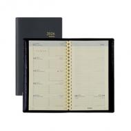 brepols Agenda semainier "NOTAPLAN", 2026, Genova noir ------------------- pour le marché: F ---------------------1 semaine sur 2 pages, 144 pages, papier chamois 60 g / m2, bilingue, coins perforés, couverture PVC Génova, noir, reliure spirale, 90 x 160 mm (0.702.2051.01.2.0)