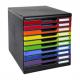 Schubladenbox MODULO, schwarz/harlekin, 10 Schübe 325041D