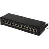 Desktop Patch Panel Kat.6, 12 Port, schwarz