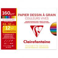 Farbiges Künstlerpapier "à Grain", 240 x 320 mm, in Sammelmappe - Aktionspack