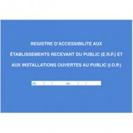 ELVE Registre "Accessibilité aux ERP et IOP" (Etablissement Recevant du Public et Installations Ouvertes au Public), 56 pages foliotées de 1  51, papier 100 g / m2, 210 x 297 mm, imprimé en bleu, couverture papier toilé blanc teinté bleu, 100% recyclable, registre en 3 parties (48001)