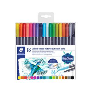 Doppel-Fasermaler mit Pinselspitze, 18er Kunststoff-Etui 3001 TB18