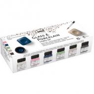 Glas- und Porzellanfarbe "Glass & Porcelain Chalky", Set 6 x 20 ml