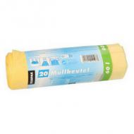 Mülleimerbeutel HDPE, mit Zugband, 60 Liter, gelb