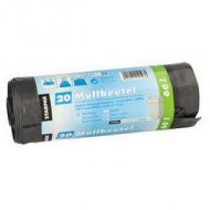 Mülleimerbeutel LDPE, mit Zugband, 60 Liter, grau