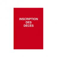 ELVE Registre "Inscription des décs", 320 x 250 mm 100 pages foliotées de 1  99, papier registre 100 g / m2, imprimé en bleu, couverture pleine toile couleur, couleur griotte (1701)