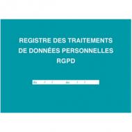 ELVE Registre "Traitements de données personnelles RGPD" format A4 paysage, 60 pages foliotées, couverture rigide en papier toilé vert émeraude, intérieur en papier offset 100 g / m2, impression encre bleue (45001)