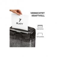 Fellowes Aktenvernichter Powershred M-7M, schwarz, Partikel 4 x 35 mm, Schnittleistung: 7 Blatt, Auffangvolumen: 13 Liter, Arbeitsbreite: 230 mm, vernichtet Kreditkarten & Heftklammern, Sicherheitsstufe: P-4 / T-4, DrahtgitterPapierkorb, Maße: (B)320 x (T)186 x (H)387 mm, Eurostecker (4701801)