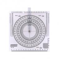 MINERVA Halbkreis-Winkelmesser transparent, 170 x 170 mm, avec curseur rotatif, 3 échelles de réduction et une rgle de 150 mm, 3 graduations: grades, millimes et degrés (11900)