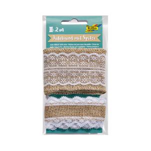 Juteband mit Spitze 12711
