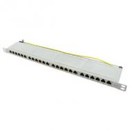 19" Patch Panel Kat.6A, 0,5 HE, lichtgrau