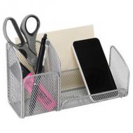 Stifteköcher "MESHTRI", 3-Fächer, grau