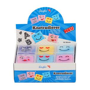 Knetgummi-Radierer Gesichter, 18er Display 12427