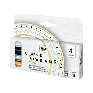 Porzellanmarker "Glass & Porcelain Pen Metallic", 4er Set Glamour 16431