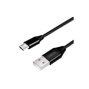 Symbolbild: USB 2.0 Anschlusskabel, USB-A Stecker - Micro-USB Stecker, schwarz  CU0143