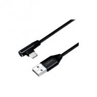 Symbolbild: USB 2.0 Anschlusskabel, USB-A Stecker - USB-C Stecker (90° abgewinkelt), schwarz