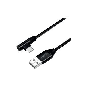 Symbolbild: USB 2.0 Anschlusskabel, USB-A Stecker - USB-C Stecker (90° abgewinkelt), schwarz CU0138