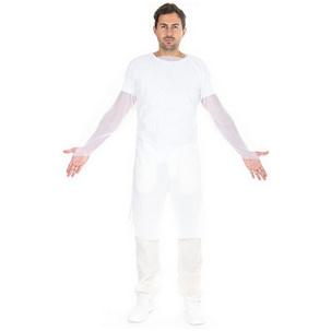 Symbolbild: CPE-Untersuchungskittel mit Daumenloch, weiß 27780