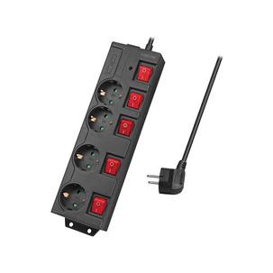 Steckdosenleiste, 4-fach mit 5 Schaltern, schwarz LPS252