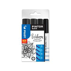 Pigmentmarker PINTOR, medium, 4er Set, schwarz 537519