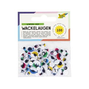 Wackelaugen mit Wimpern, farbig sortiert 7510