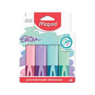 Textmarker Glitter Pastel, 4er Kartonetui 742046