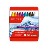 Aquarell-Wachsmalstift "NEOCOLOR II", 10er Metalletui
