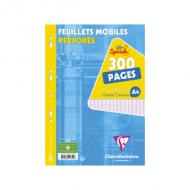 Clairefontaine Feuillets mobiles perforés, A4, seys sous film, 210 x 297 mm, perforation universelle, papier vélin velouté 90 g, fabriqué en Fran contenu: 300 pages (11751C)