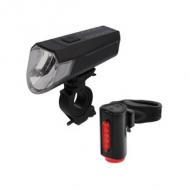 Fahrrad Akku-USB-LED-Beleuchtungs-Set TWIN, 80 Lux