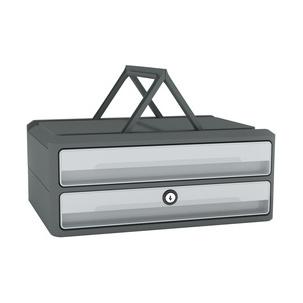 Schubladenbox MoovUp Secure, grau, mit Tragegriffen 1091116361