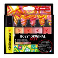 Textmarker BOSS ORIGINAL, 5er Etui ARTY - warme Farben
