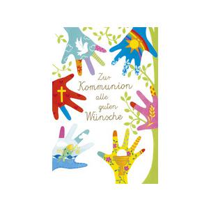 Kommunionskarte "Bunte Hände" 40052106