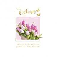 Oster-Grußkarte "Tulpen rosa"